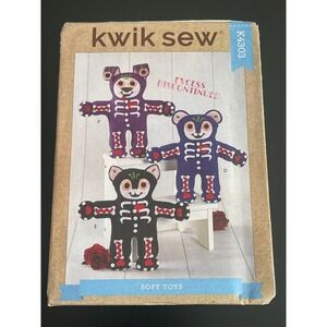 00533 - Kwik Sew K4303 Soft Toys Sewing Pattern Day of the Dead Bear Cat - UNCUT